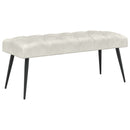 Bænk med knap tufting Cremefarvet 110 x 40 x 46 cm Fløjl