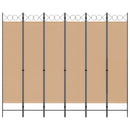 6-Paneler Rumdeler Beige 240 x 200 cm Stof