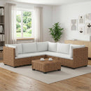6 stk. Rattan Loungesæt med Puder GENDT Naturlig rattan