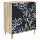 Skuffeskab DOKKUM Blå bregneprint 66 x 36,5 x 75 cm Sonoma-eg