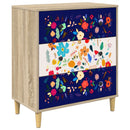 Skuffeskab MAINZ Blomsterprint 66 x 36,5 x 75 cm Sonoma-eg