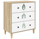 Skuffeskab HANAU Grøn bladmønster 66 x 36,5 x 75 cm Sonoma-eg