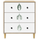 Skuffeskab HANAU Grøn bladmønster 66 x 36,5 x 75 cm Sonoma-eg