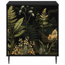 Skuffeskab RHENEN Tropisk jungleprint 66 x 36,5 x 76 cm Sort eg