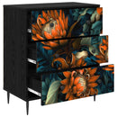 Skuffeskab LOCHEM Orange print 66 x 36,5 x 76 cm Sort eg
