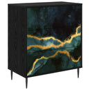 Skuffeskab WIJHE Teal marmorprint 66 x 36,5 x 76 cm Sort eg