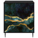 Skuffeskab WIJHE Teal marmorprint 66 x 36,5 x 76 cm Sort eg