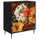 Skuffeskab GENNEP Liljemønster 66 x 36,5 x 76 cm Sort eg