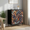 Skuffeskab OMMEN Geometrisk print 66 x 36,5 x 76 cm Sort eg