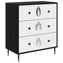 Skuffeskab HANAU Grøn bladmønster 66 x 36,5 x 76 cm Sort eg