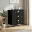 Skuffeskab BREMEN Magnolia print 66 x 36,5 x 76 cm Sort eg