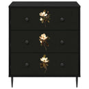 Skuffeskab BREMEN Magnolia print 66 x 36,5 x 76 cm Sort eg