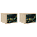 Vægmonteret natbord WIJHE 2 stk. Sonoma-eg 36 x 33 x 25 cm