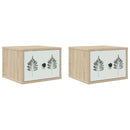 Vægmonteret natbord HANAU 2 stk. Sonoma-eg 36 x 33 x 25 cm