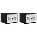 Vægmonteret natbord HANAU 2 stk. Sort eg 36 x 33 x 25 cm