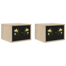 Vægmonteret natbord BREMEN 2 stk. Sonoma-eg 36 x 33 x 25 cm