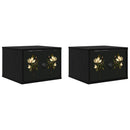 Vægmonteret natbord BREMEN 2 stk. Sort eg 36 x 33 x 25 cm