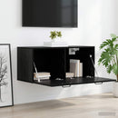 Vægskab Vægmonteret Sort eg 80 x 36,5 x 35 cm Konstrueret træ