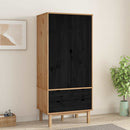 Garderobeskab OTTA Sort 76,5 x 53 x 172 cm Massivt fyrretræ