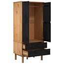 Garderobeskab OTTA Sort 76,5 x 53 x 172 cm Massivt fyrretræ