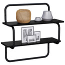 Væghylde i 2 niveauer Sort eg 60 x 24,5 x 61 cm Konstrueret træ