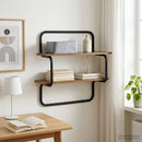 Væghylde med 2 niveauer Røget eg 60 x 24,5 x 61 cm