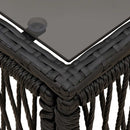 Havemøbel Bord Sort 55 x 55 x 37 cm PE Rattan og Glas