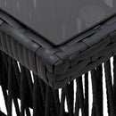 Havemøbel Bord Sort 100 x 55 x 37 cm PE Rattan og Glas