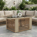 Havemøbel Bord Beige 100 x 55 x 37 cm PE Rattan og Glas