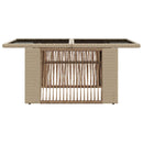 Havemøbel Bord Beige 100 x 55 x 37 cm PE Rattan og Glas