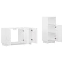 Badeværelsesskabsæt 2 stk. Hvid højglans Konstrueret træ