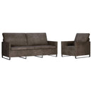 Sofa Sæt 2 pcs Mørkegrå Faux suedestof