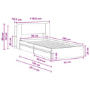 Sengestel med opbevaring Sonoma-eg 90 x 190 cm Konstrueret træ