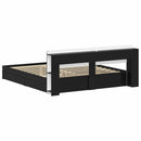 Sengestel med opbevaring Sort 200 x 200 cm Konstrueret træ