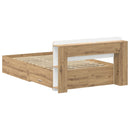 Sengestel med opbevaring med hovedgærde Artisan-eg 120 x 190 cm