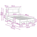 Sengestel med opbevaring Sonoma-eg 120 x 200 cm Konstrueret træ