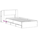 Sengestel med opbevaring og hovedgærde Sort 75 x 190 cm
