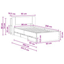 Sengestel med opbevaring med hovedgærde Gammelt træ 80 x 200 cm
