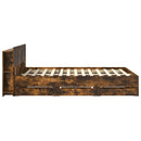 Sengestel med opbevaring Røget eg 135 x 190 cm Konstrueret træ