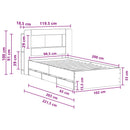 Sengestel med opbevaring og hovedgærde Røget eg 100 x 200 cm