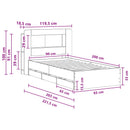 Sengestel med opbevaring og hovedgærde Røget eg 90 x 200 cm