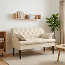 Lænestol med knap tufting Cremefarvet 111 x 68 x 80 cm Stof