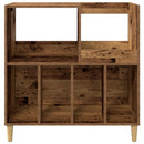 Pladespillerstand Egetræ 82 x 39,5 x 82,5 cm Konstrueret træ