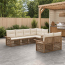 Havesofa Sæt 7 stk. 7-Antal sæder Beige polyrattan