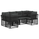 Udendørs sofagruppe med pude 6 pcs Sort Polyester