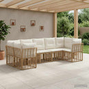 Udendørs sofagruppe 7 pcs Naturlig og Creme Hvid Polyester