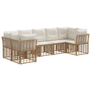 Udendørs sofagruppe 7 pcs Naturlig og Creme Hvid Polyester