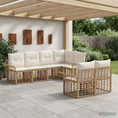 Udendørs sofagruppe 7 pcs Naturlig og Creme Hvid Polyester