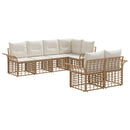 Udendørs sofagruppe 7 pcs Naturlig og Creme Hvid Polyester