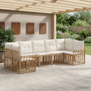 Udendørs sofagruppe 7 pcs Naturlig og Creme Hvid Polyester